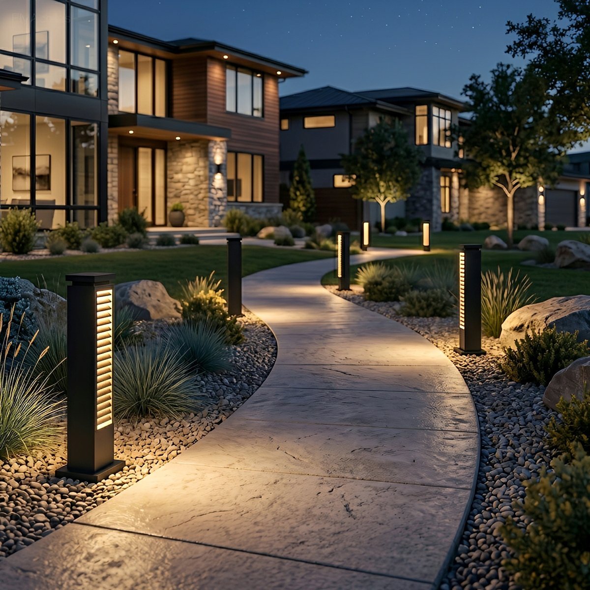 Modern Outdoor Waterproof Grille LED Post Lights Pathway Lights - Flare Shack