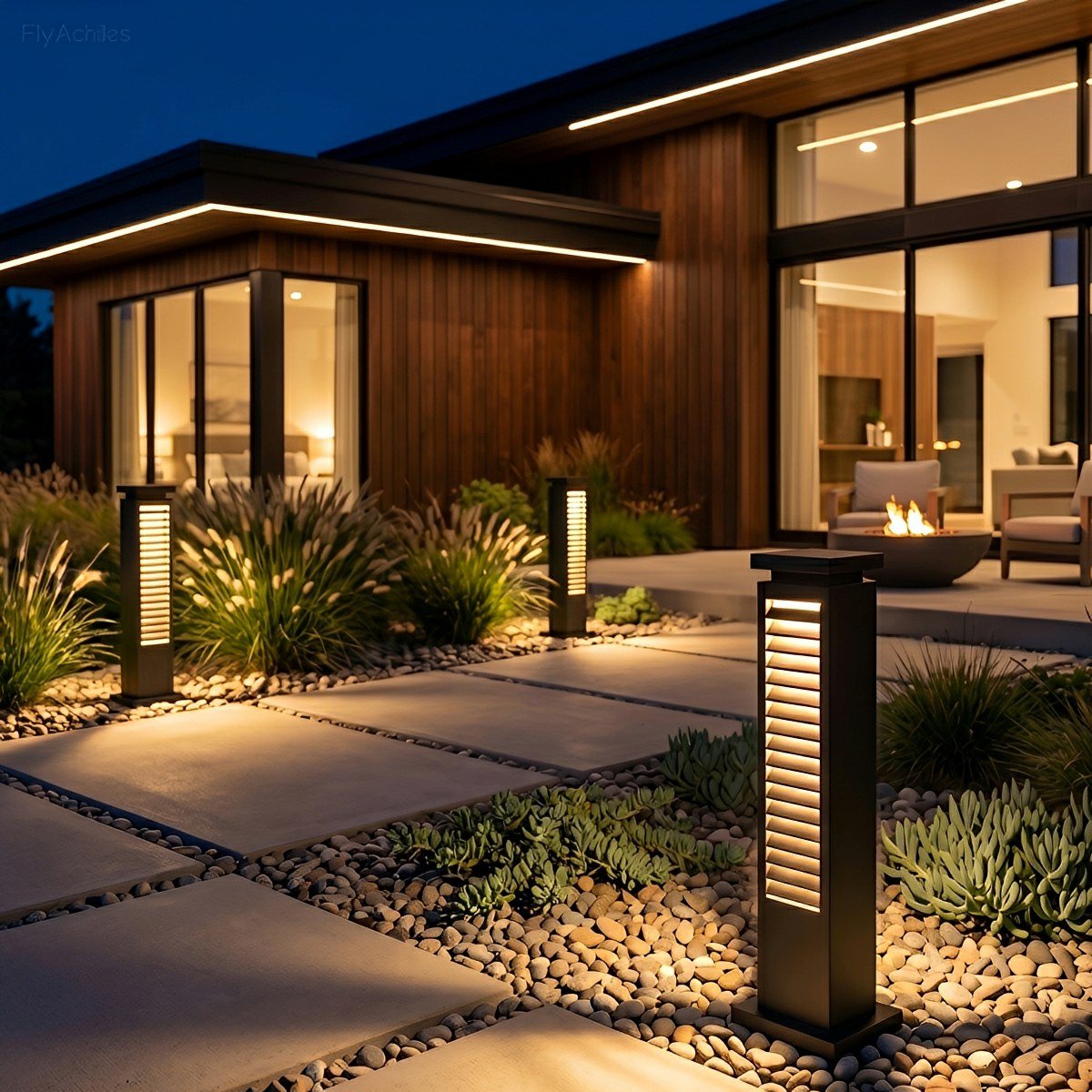 Modern Outdoor Waterproof Grille LED Post Lights Pathway Lights - Flare Shack