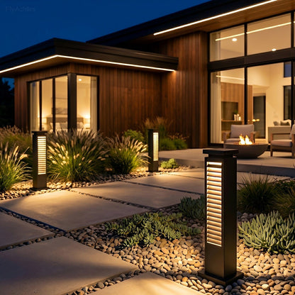 Modern Outdoor Waterproof Grille LED Post Lights Pathway Lights - Flare Shack