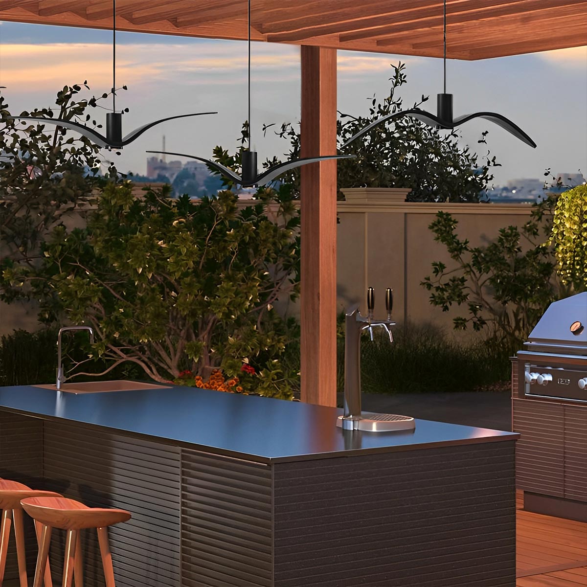 Modern Coastal Outdoor Waterproof Seagull Bird Pendant Lights