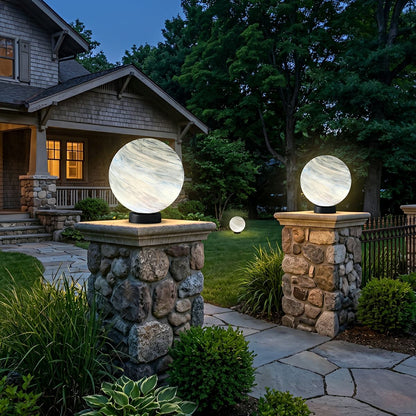 Modern Planet Globe Glass Waterproof Fence Outdoor Post Light - Flare Shack
