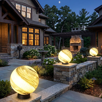 Modern Planet Globe Glass Waterproof Fence Outdoor Post Light - Flare Shack