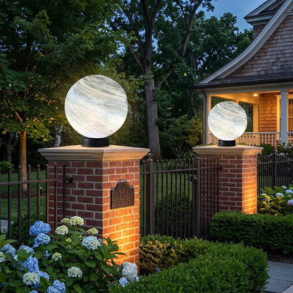 Modern Planet Globe Glass Waterproof Fence Outdoor Post Light - Flare Shack