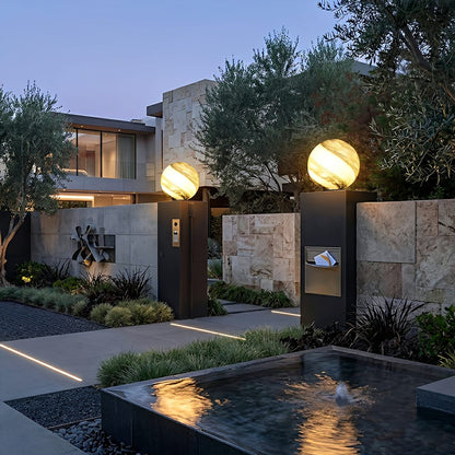 Modern Planet Globe Glass Waterproof Fence Outdoor Post Light - Flare Shack