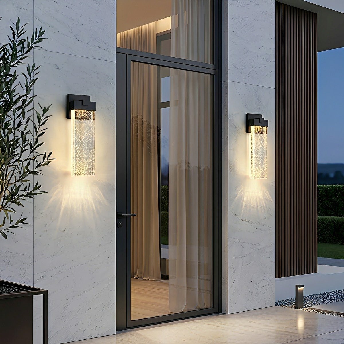 Modern Rectangular Crystal Bubble Waterproof LED Outdoor Wall Light - Flare Shack