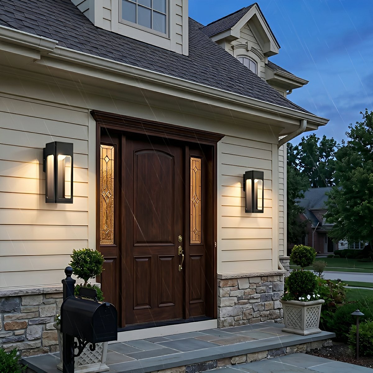Modern Rectangular Waterproof LED Black Outdoor Wall Light Sconce Lamp