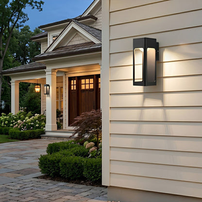 Modern Rectangular Waterproof LED Black Outdoor Wall Light Sconce Lamp - Flare Shack