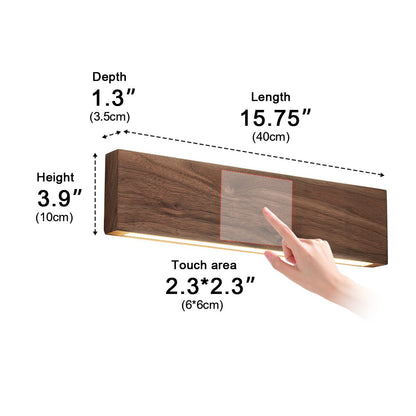 Modern Rectangular Wood Touch Dimming LED Wall Sconce