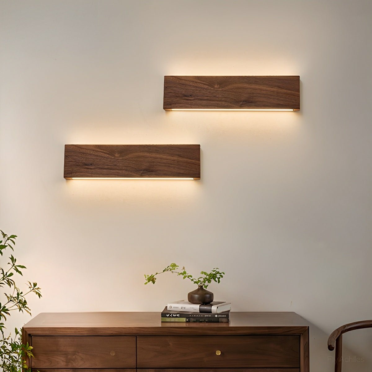 Modern Rectangular Wood Touch Dimming LED Wall Sconce