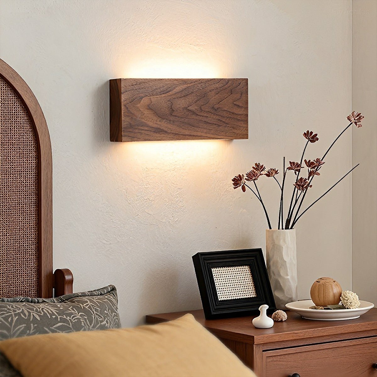 Modern Rectangular Wood Touch Dimming LED Wall Sconce - Flare Shack