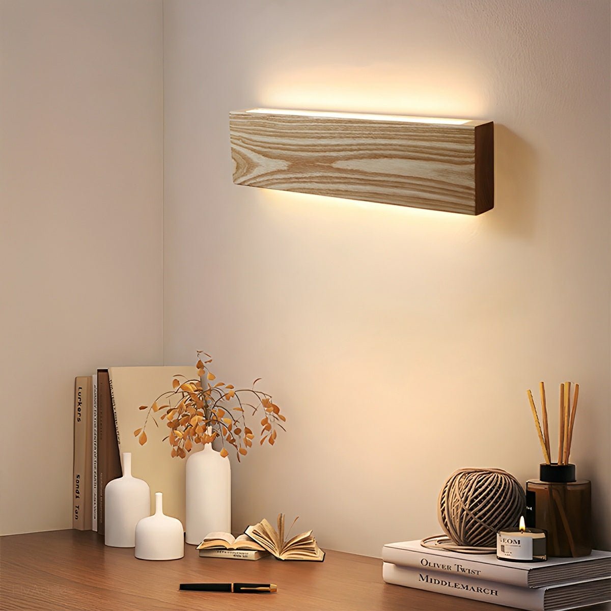 Modern Rectangular Wood Touch Dimming LED Wall Sconce - Flare Shack