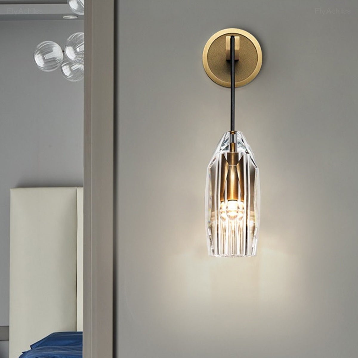 Modern Ribbed Crystal Wall Sconce