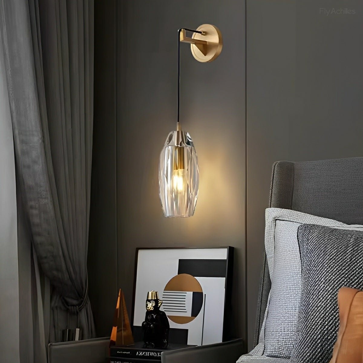 Modern Ribbed Crystal Wall Sconce