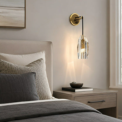 Modern Ribbed Crystal Wall Sconce