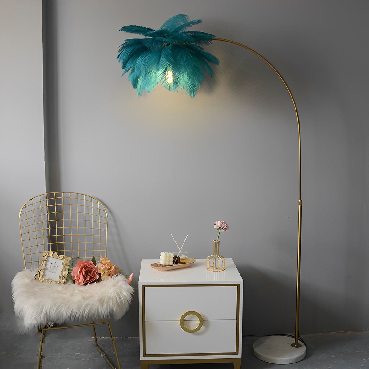 Modern Romantic Style Feather Adjustable LED Floor Lamp - Flare Shack