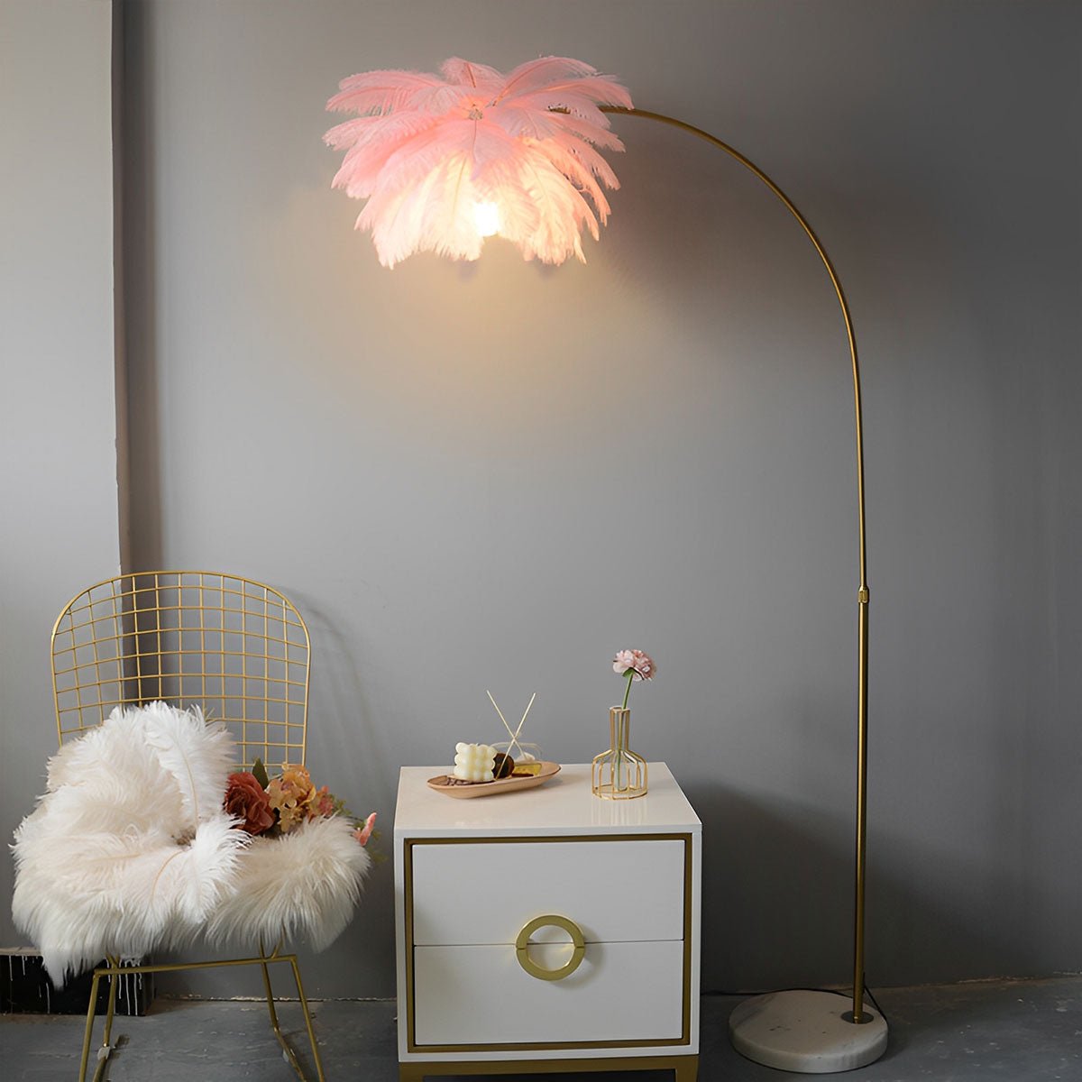 Modern Romantic Style Feather Adjustable LED Floor Lamp - Flare Shack