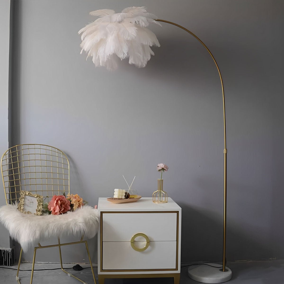 Modern Romantic Style Feather Adjustable LED Floor Lamp - Flare Shack