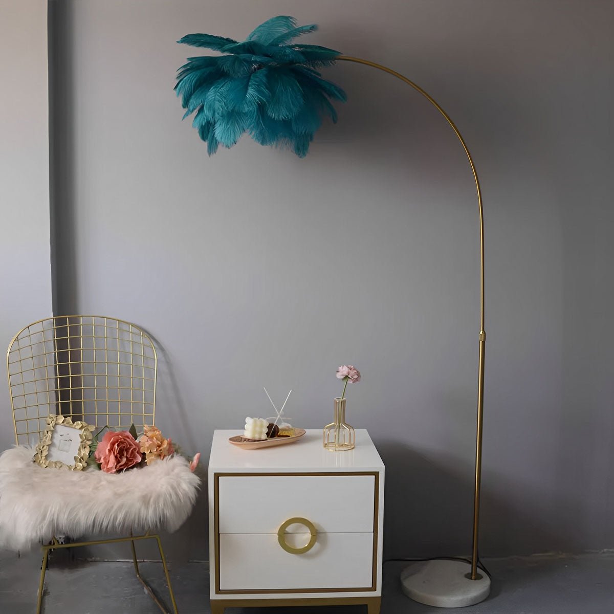 Modern Romantic Style Feather Adjustable LED Floor Lamp - Flare Shack