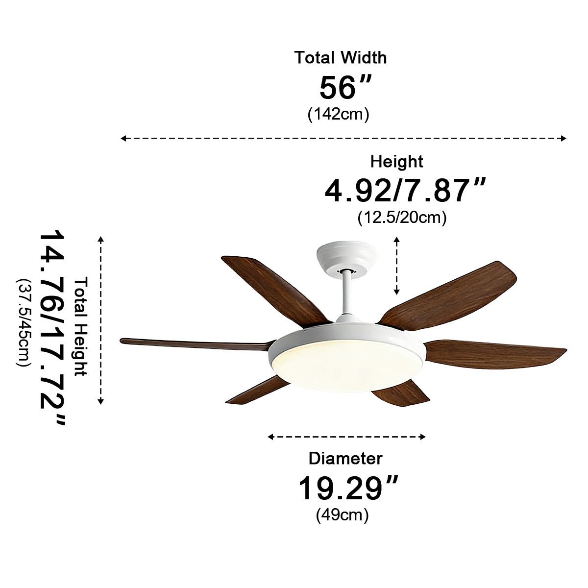 Modern Scandinavian Ceiling Fan with Full-Spectrum LED Light
