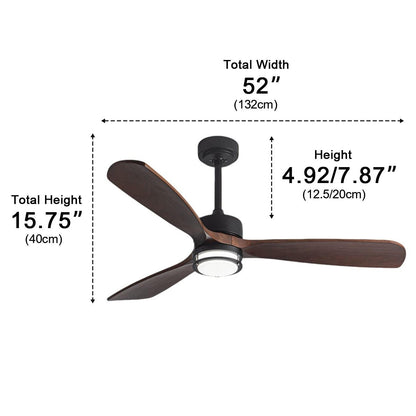 Modern Scandinavian Wood DC Motor Reverse Full-Spectrum LED Ceiling Fan Lights