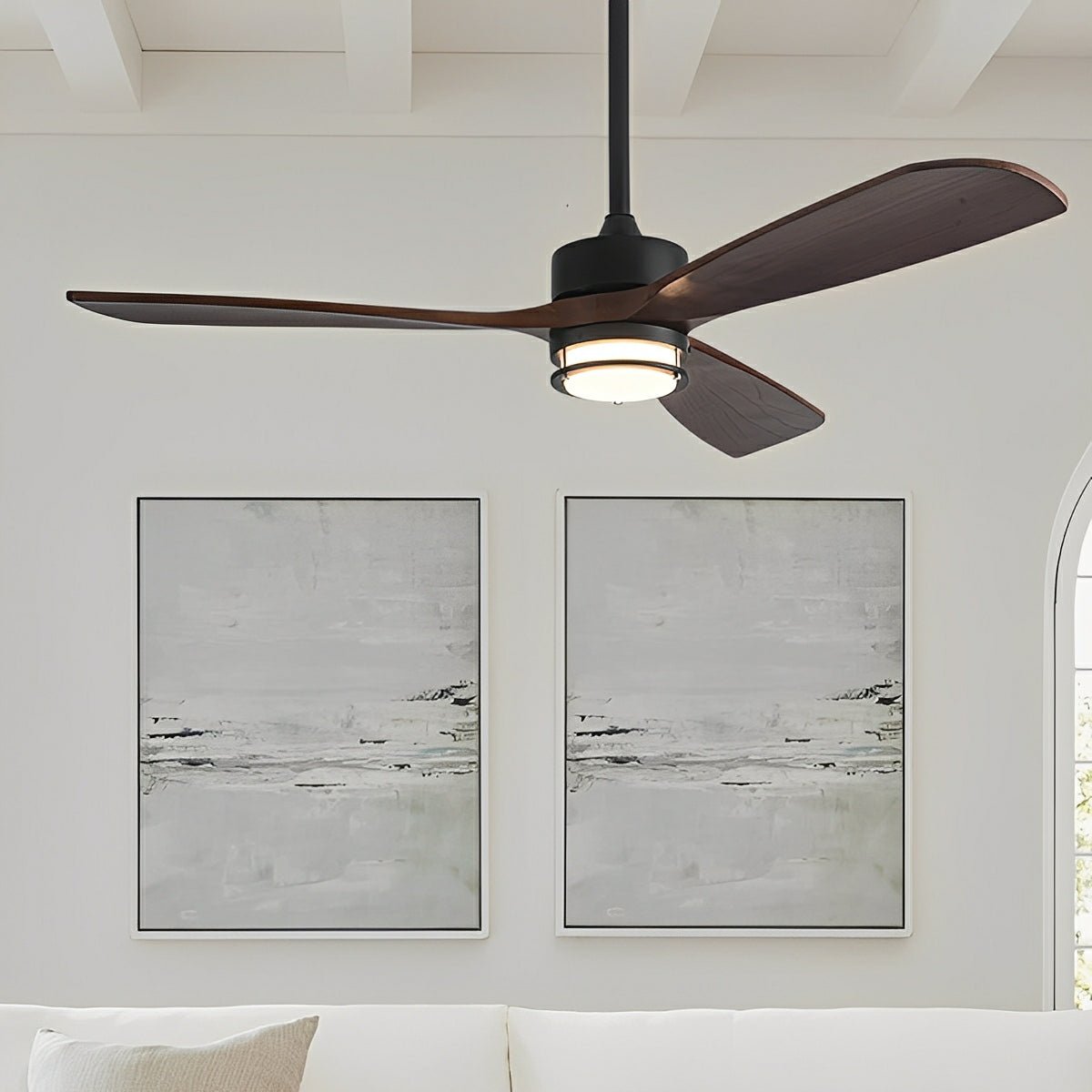 Modern Scandinavian Wood DC Motor Reverse Full - Spectrum LED Ceiling Fan Lights - Flare Shack