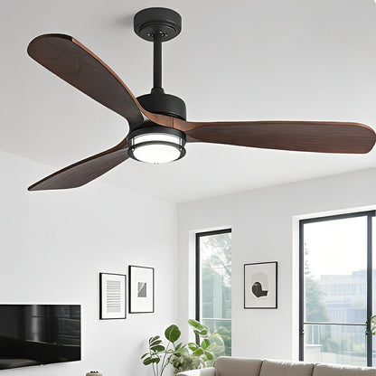Modern Scandinavian Wood DC Motor Reverse Full - Spectrum LED Ceiling Fan Lights - Flare Shack