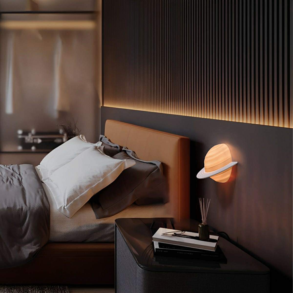 Modern Semicircle Saturn 3D Planet LED Indoor Wall Lights - Flare Shack