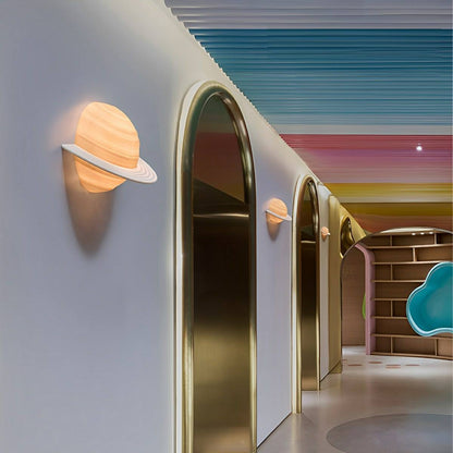 Modern Semicircle Saturn 3D Planet LED Indoor Wall Lights - Flare Shack