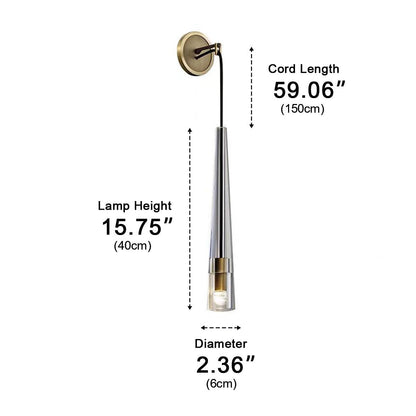 Modern Slim Conical Crystal LED Wall Sconce