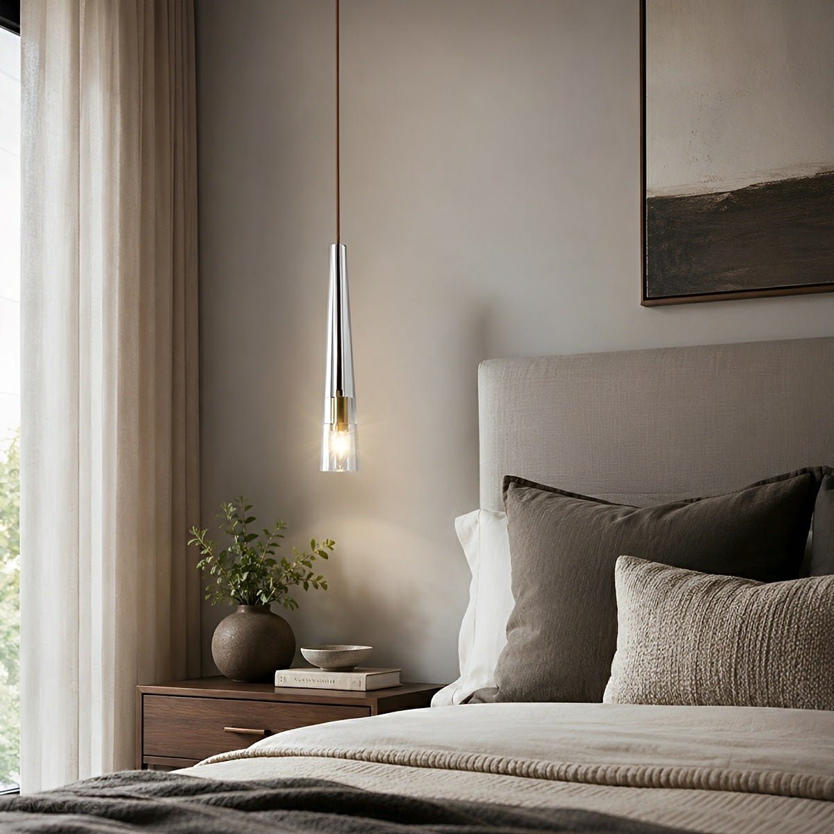 Modern Slim Conical Crystal Pendant Light - Flare Shack