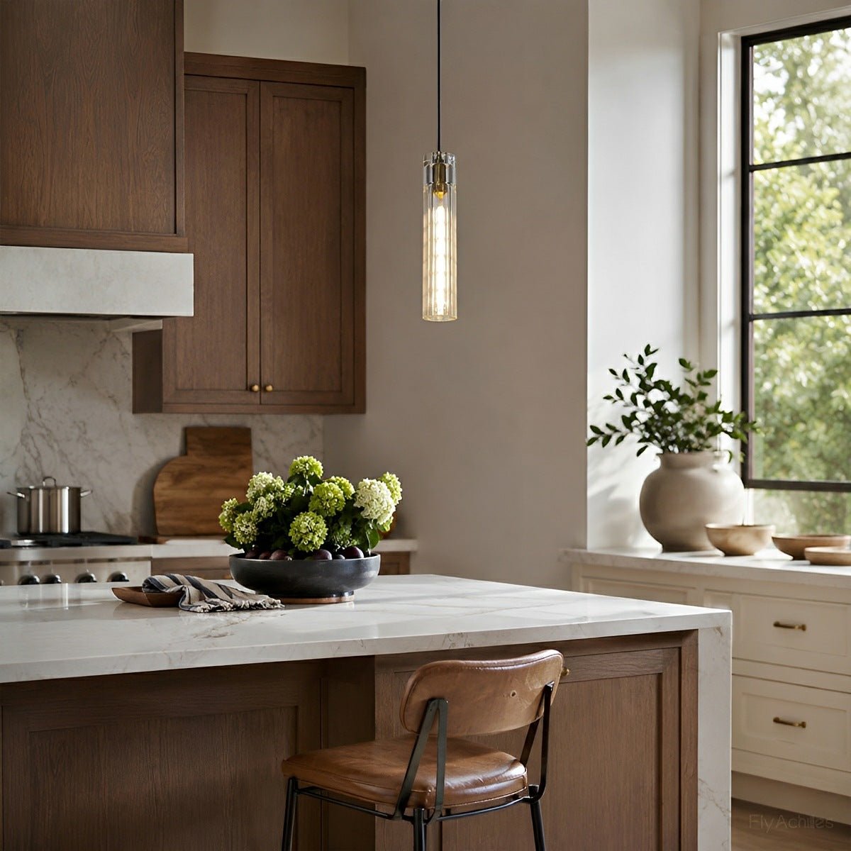 Modern Slim Cylindrical Crystal LED Pendant Light - Flare Shack