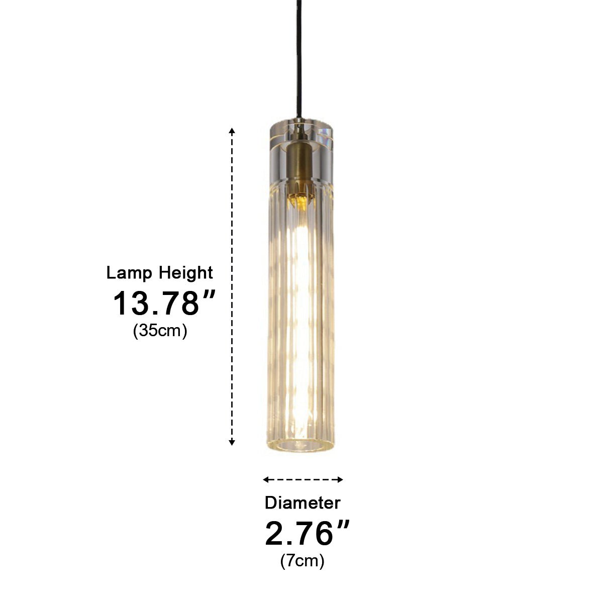 Modern Slim Cylindrical Crystal LED Pendant Light