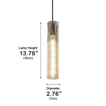 Modern Slim Cylindrical Crystal LED Pendant Light