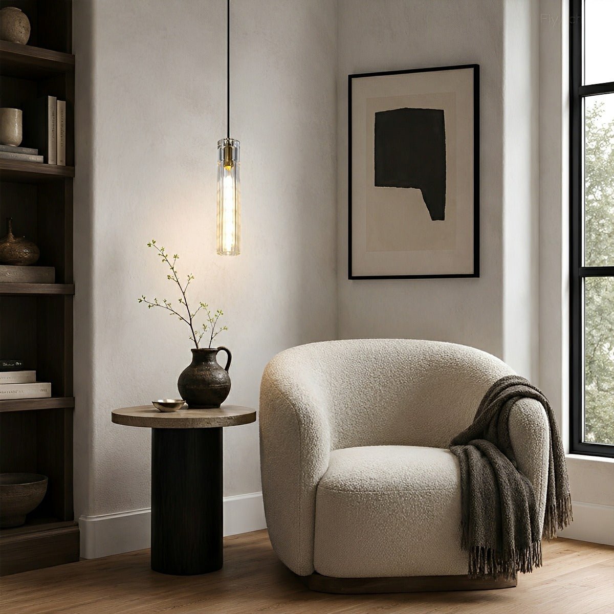 Modern Slim Cylindrical Crystal LED Pendant Light