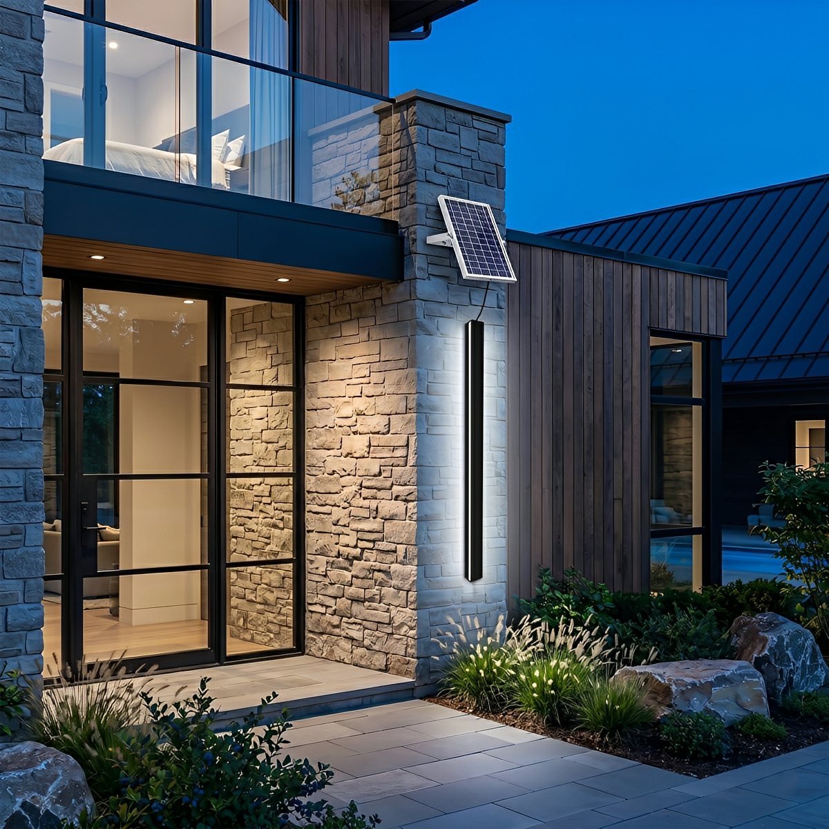 Modern Solar LED Wall Light Waterproof Long Strip Outdoor Sconce - Flare Shack