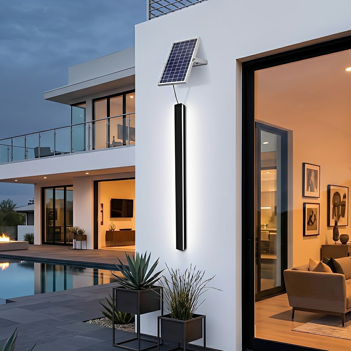 Modern Solar LED Wall Light Waterproof Long Strip Outdoor Sconce - Flare Shack