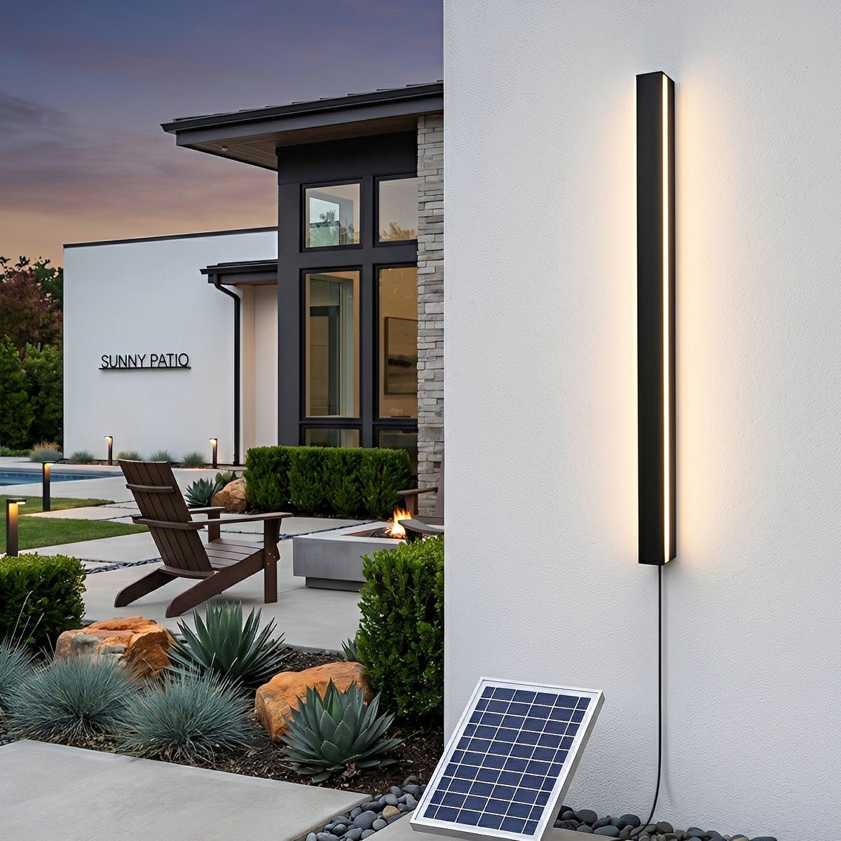 Modern Solar LED Wall Light Waterproof Long Strip Outdoor Sconce - Flare Shack