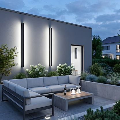 Modern Solar LED Wall Light Waterproof Long Strip Outdoor Sconce