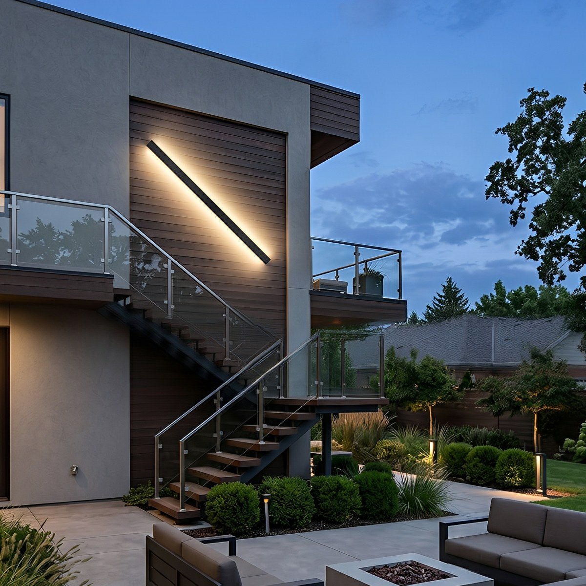 Modern Solar LED Wall Light Waterproof Long Strip Outdoor Sconce - Flare Shack