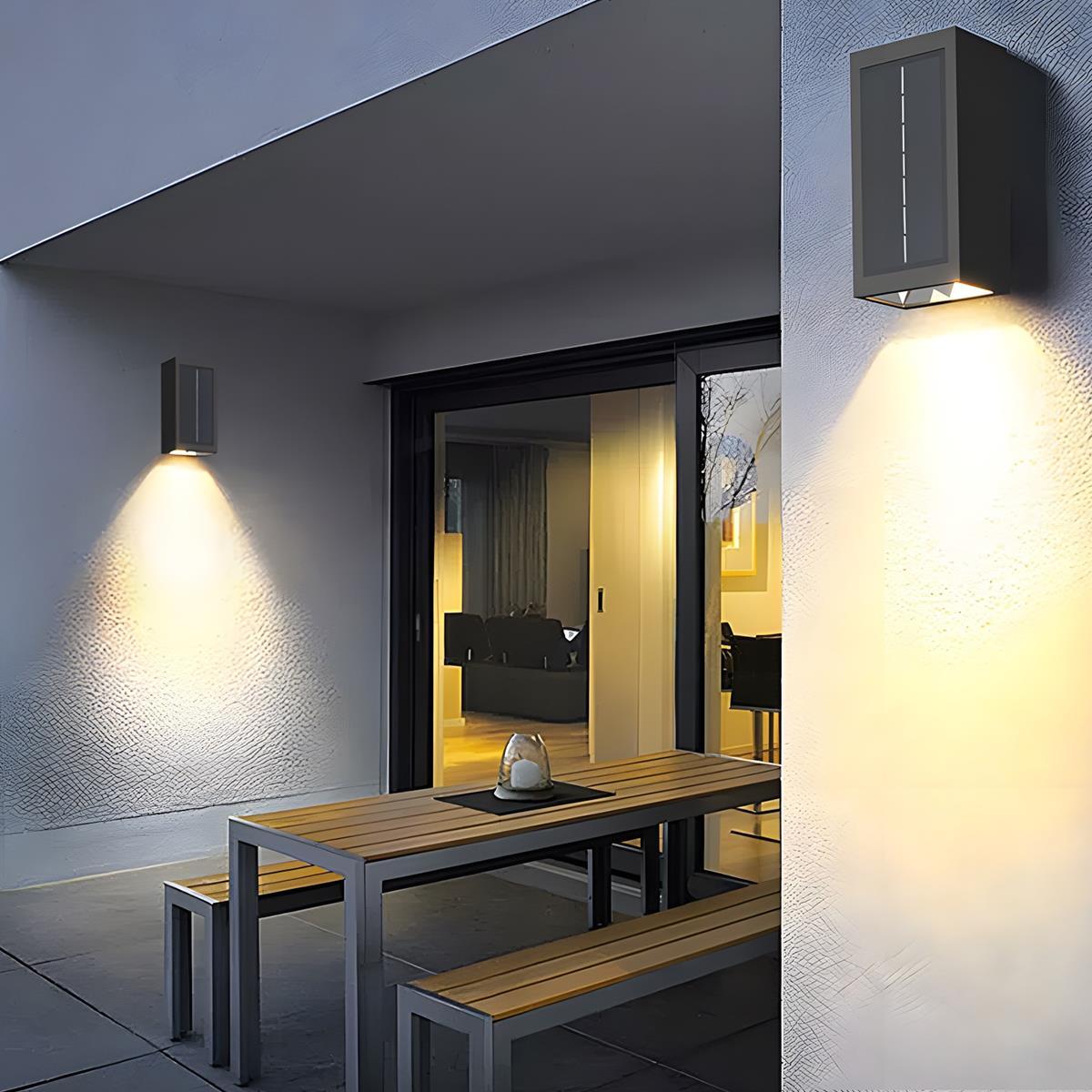 Modern Solar Waterproof Up and Down LED Outdoor Wall Sconces - Flare Shack
