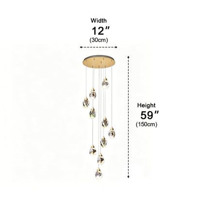 Dimmable Modern Spiral Crystal Droplets Staircase Chandelier
