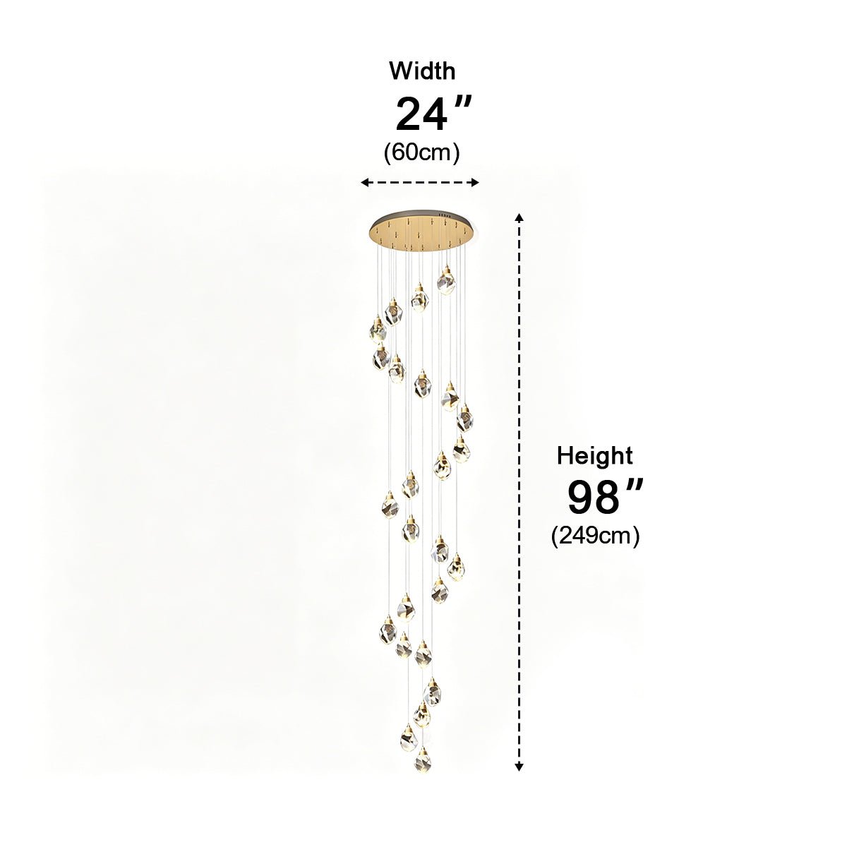 Dimmable Modern Spiral Crystal Droplets Staircase Chandelier