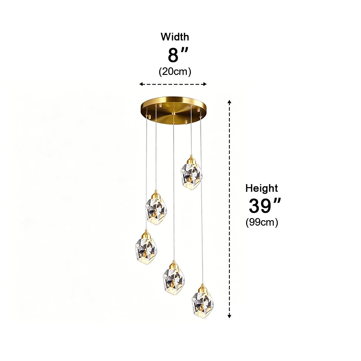 Dimmable Modern Spiral Crystal Droplets Staircase Chandelier