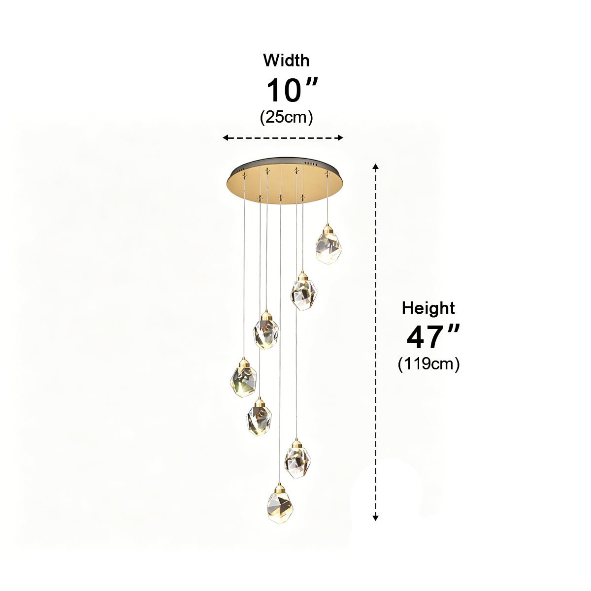 Dimmable Modern Spiral Crystal Droplets Staircase Chandelier