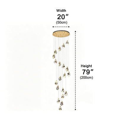 Dimmable Modern Spiral Crystal Droplets Staircase Chandelier