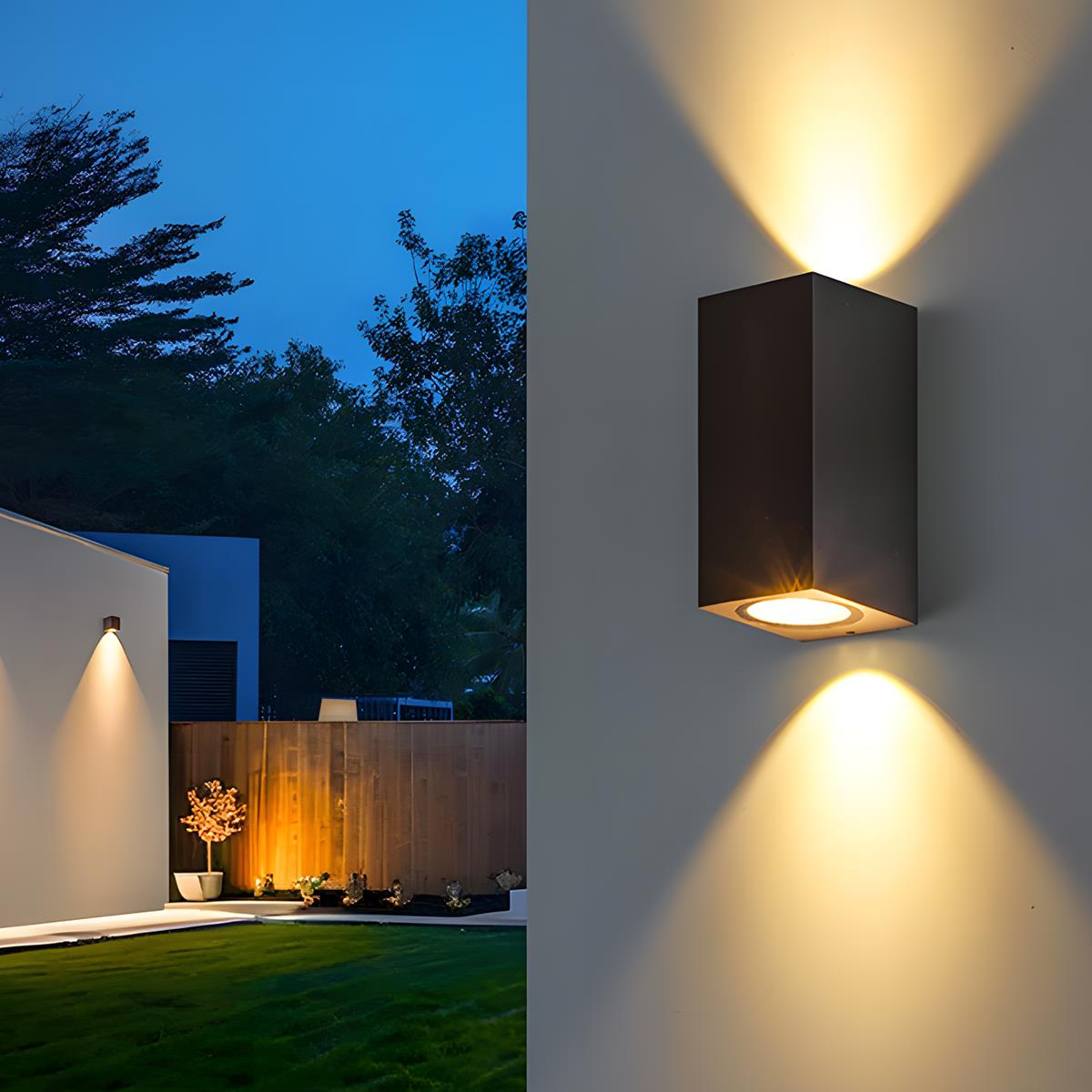 Modern Square Outdoor Waterproof Wall Washer Double Light - Flare Shack
