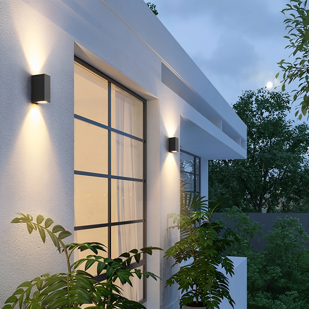 Modern Square Outdoor Waterproof Wall Washer Double Light - Flare Shack