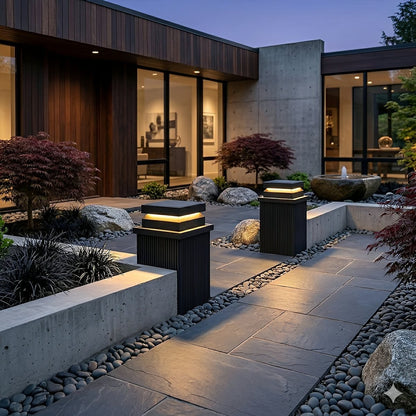 Modern Square Waterproof Black Outdoor Post Lights - Flare Shack