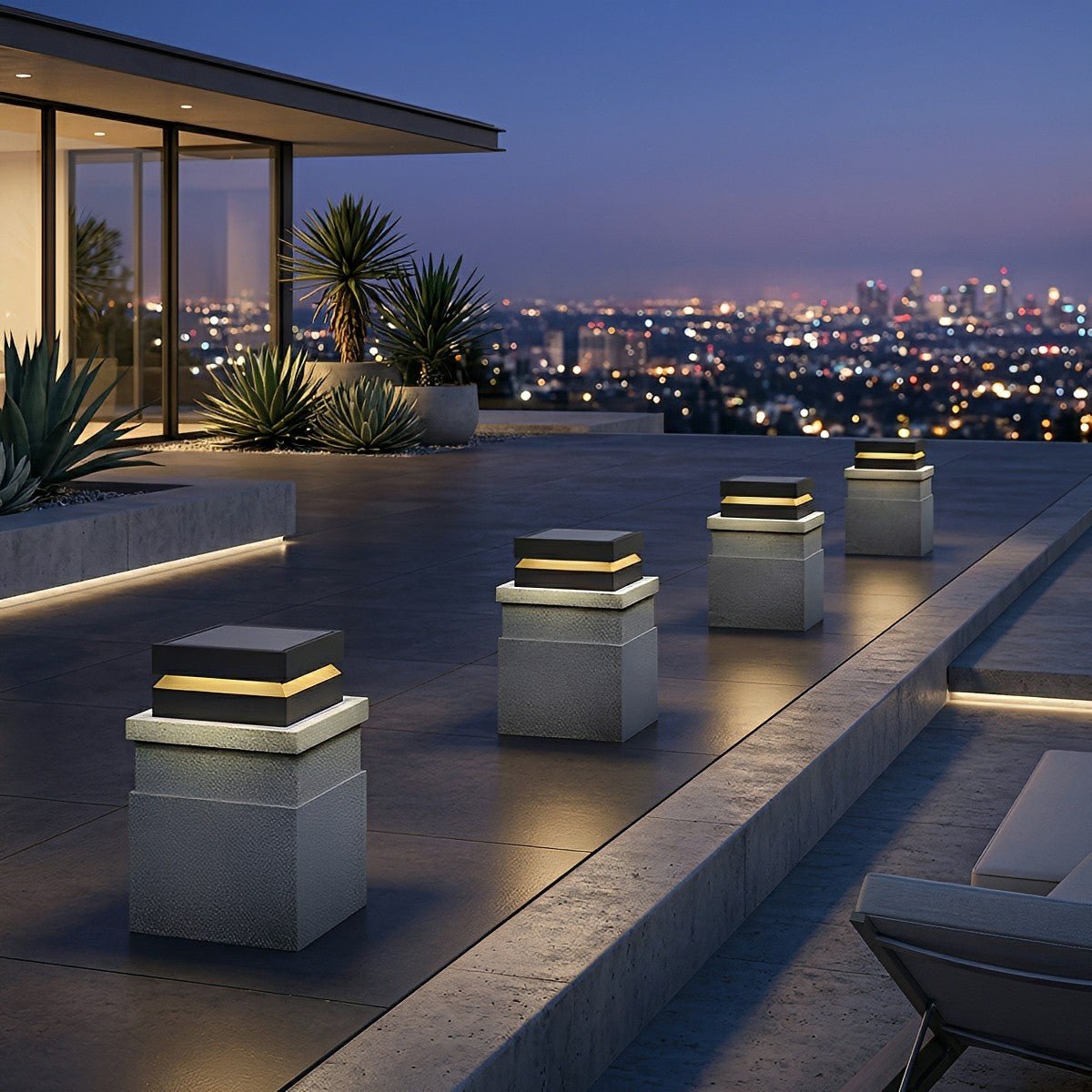 Modern Square Waterproof Black Outdoor Post Lights - Flare Shack