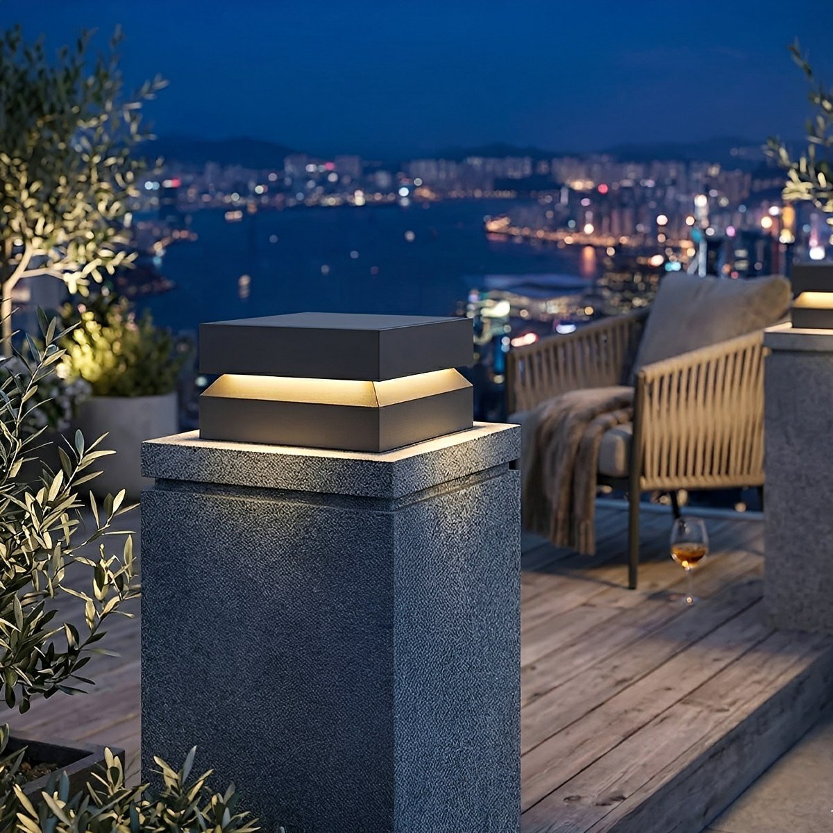 Modern Square Waterproof Black Outdoor Post Lights - Flare Shack